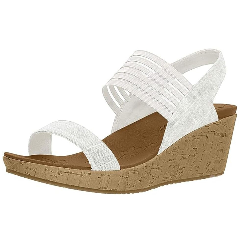 Skechers Cali Women's Beverlee Smitten Kitten Wedge Sandal Off-White C