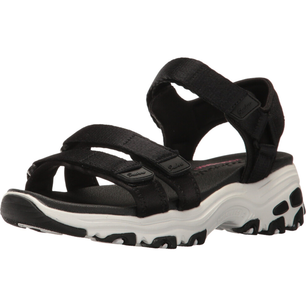 Skechers Cali Women's D'Lites-Fresh Catch Wedge Sandal Black 7 M US