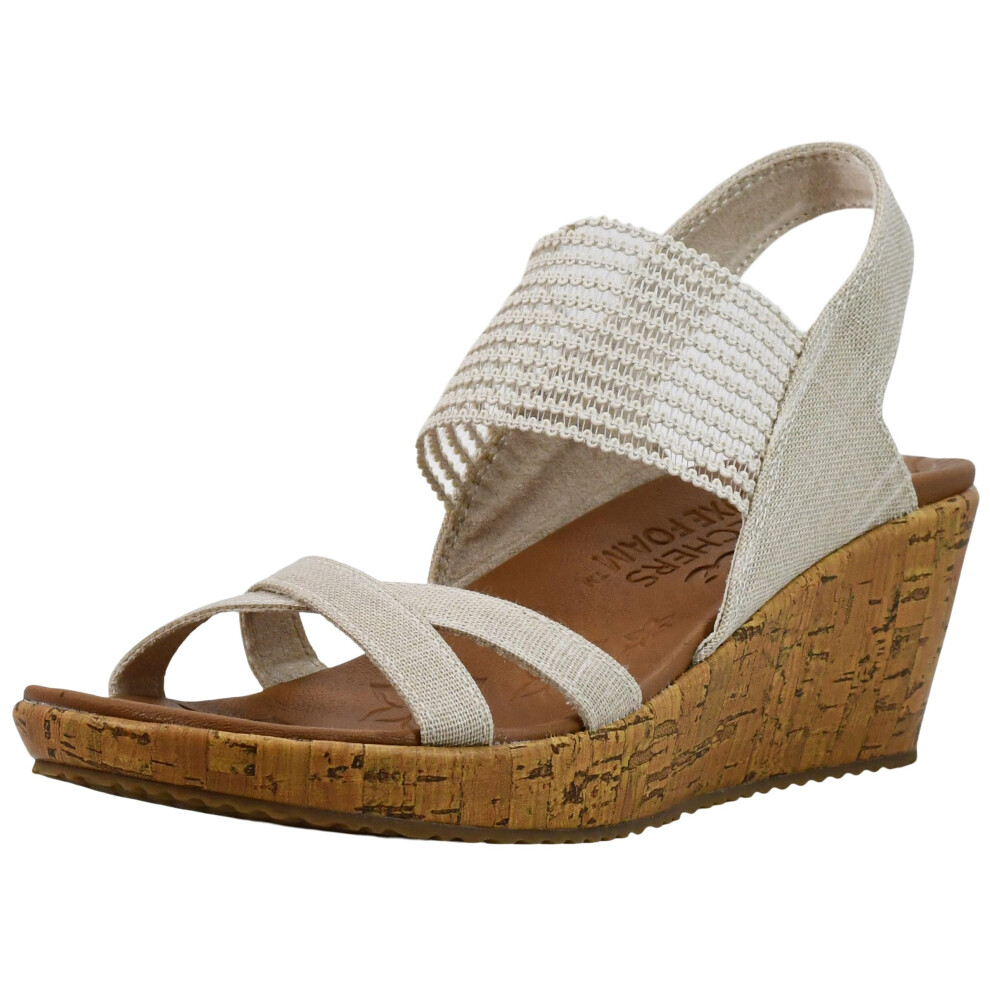 Skechers womens Beverlee - High Tea Wedge Sandal  Natural  9.5 US