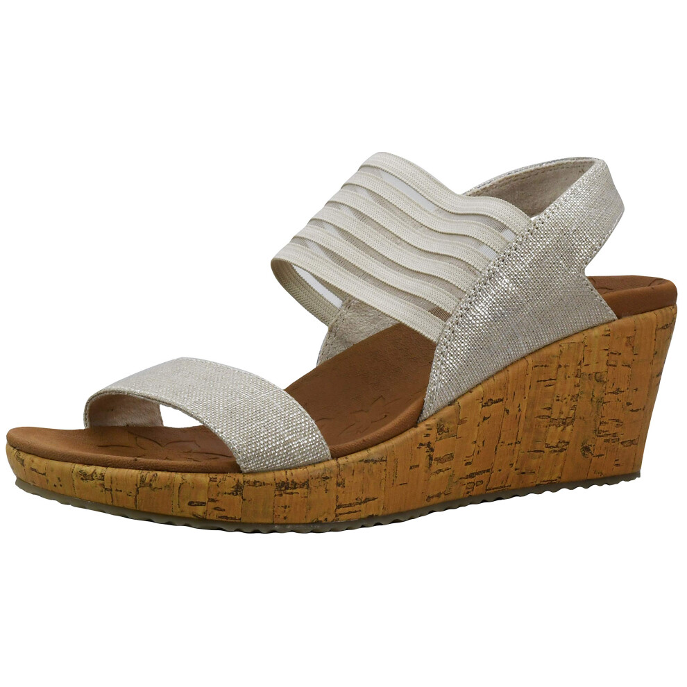 Skechers Cali Women's Beverlee Smitten Kitten Wedge Sandal  Natural  9