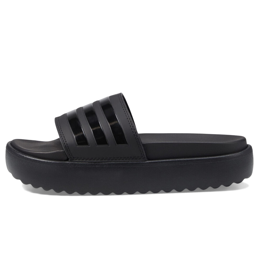 adidas Women's Adilette Platform Slide Sandal  Black/Black/Black  8