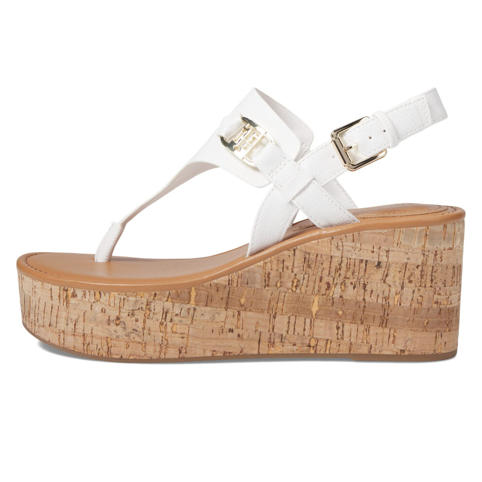 Tommy Hilfiger Women's VANI Wedge Sandal  White 140  9