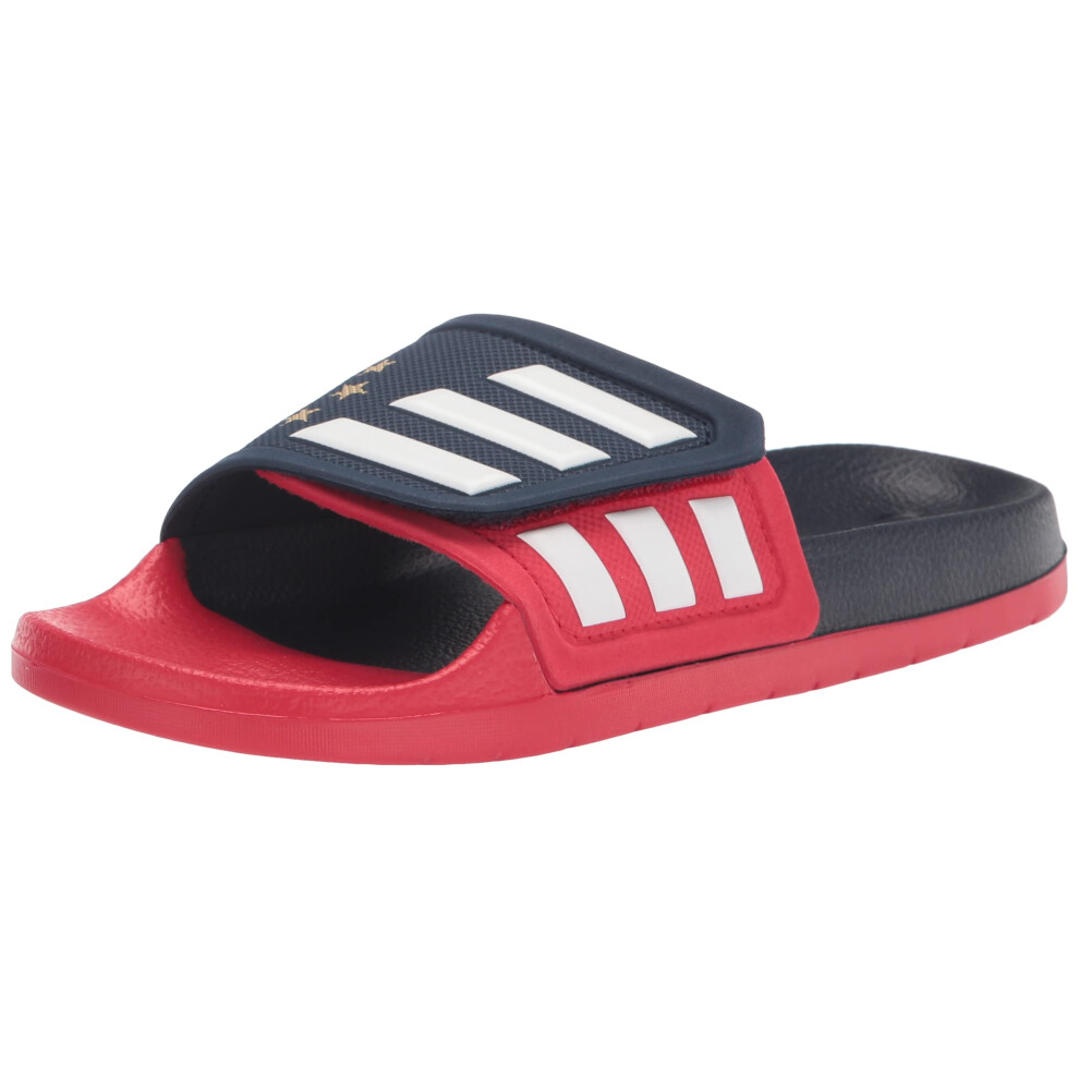 adidas Unisex Adilette Slides Sandal  Collegiate Navy/White/Scarlet (T