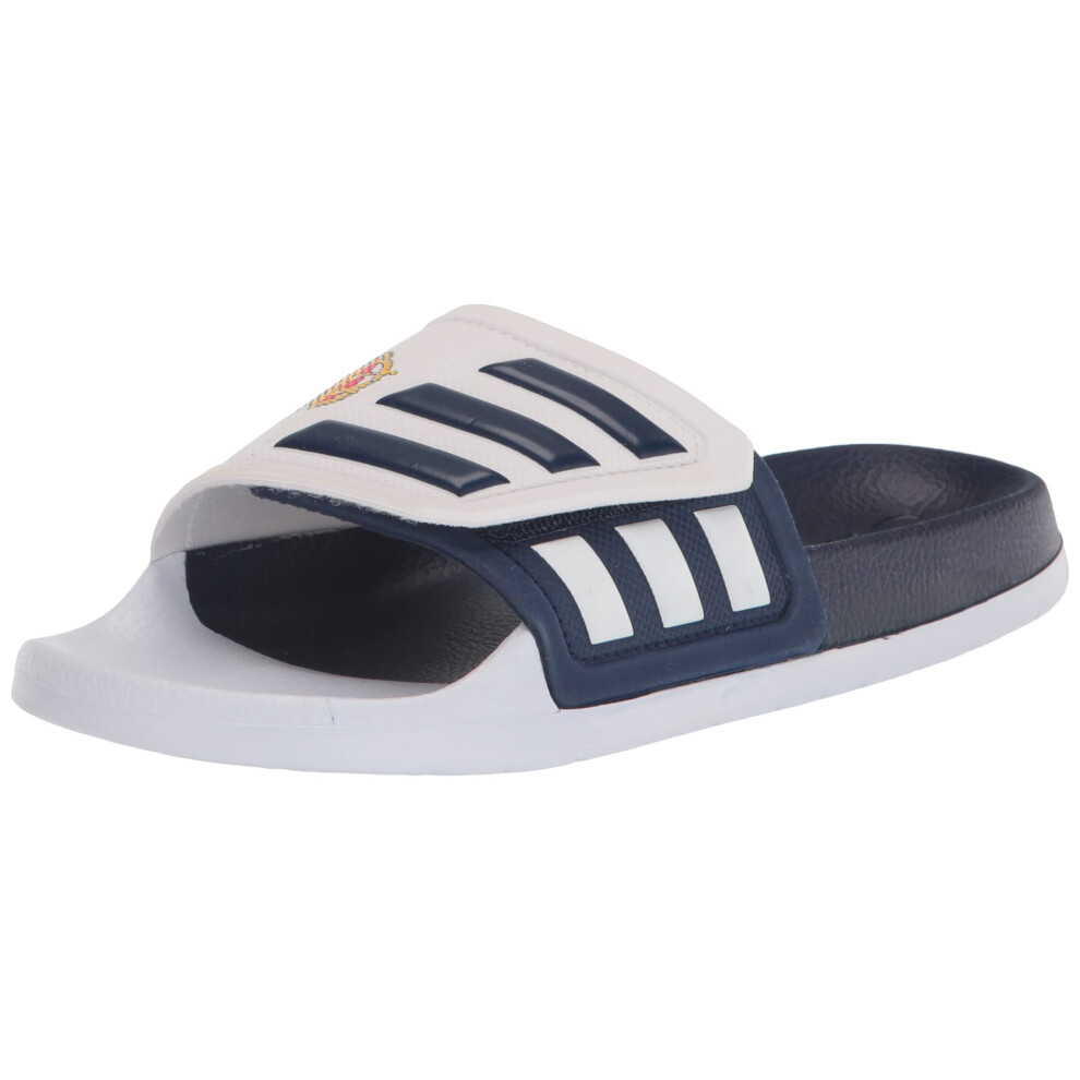 adidas Unisex Adilette Slides Sandal  White/Dark Blue/White (TND)  13