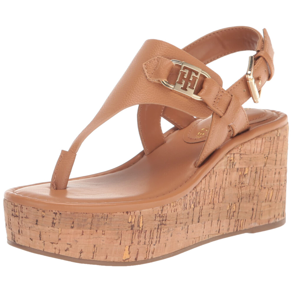 Tommy Hilfiger Women's VANI Wedge Sandal  Caramel 101  8.5