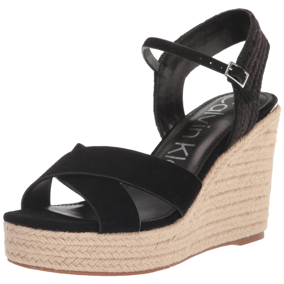 Calvin Klein Women's ELORY Wedge Sandal  Black 001  10