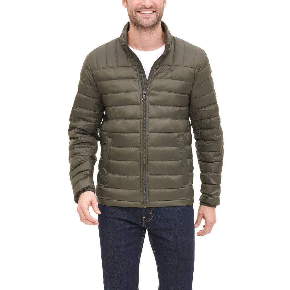 Tommy Hilfiger Men's Packable Down Puffer Jacket  Olive  XX-Large