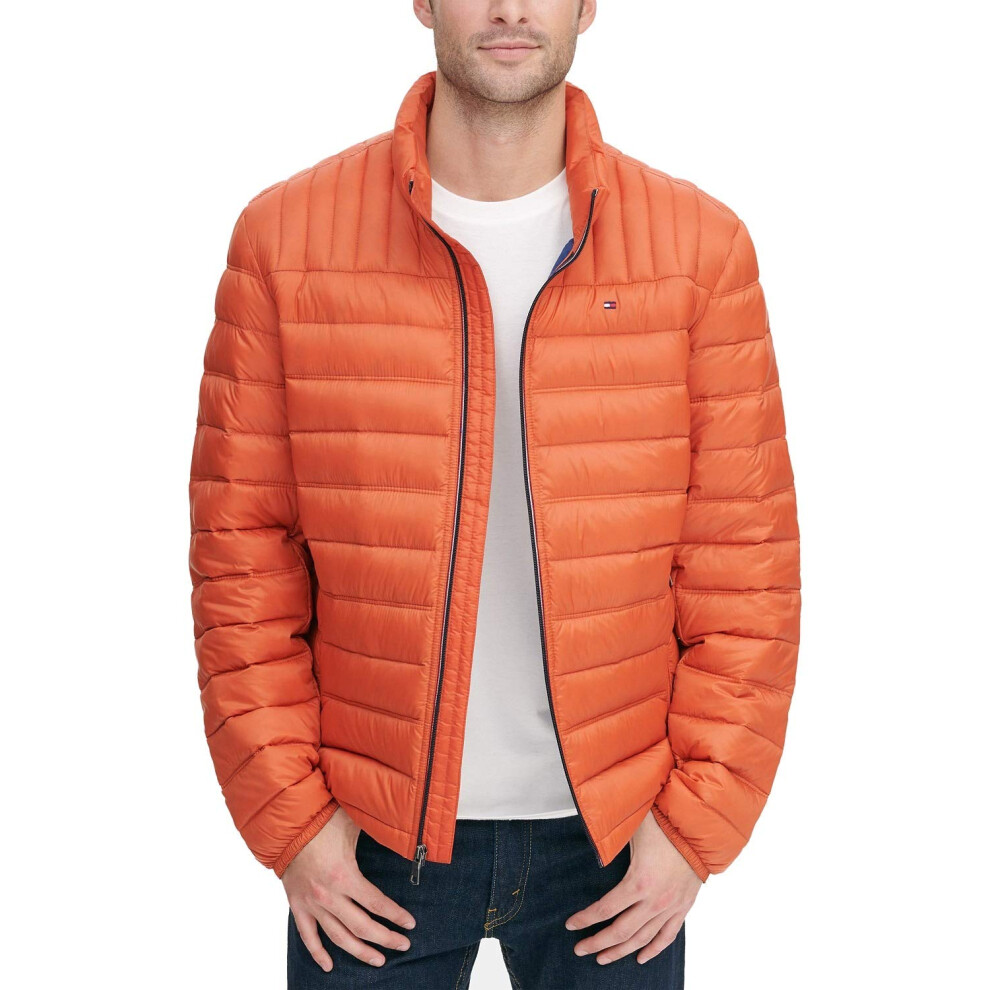 Tommy Hilfiger Men's Real Down Insulated Packable Puffer Jacket  Orang