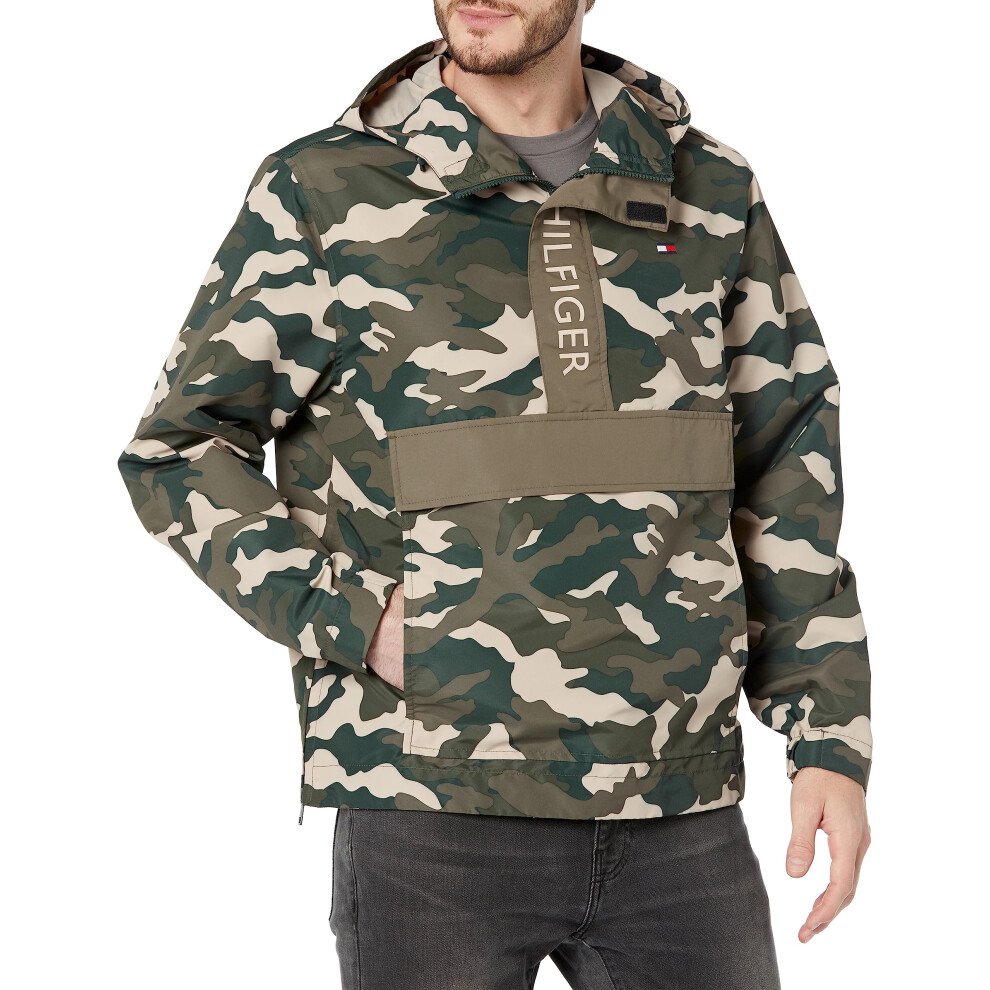 Tommy Hilfiger Men's Lightweight Logo Popover  Camouflage  X-Large