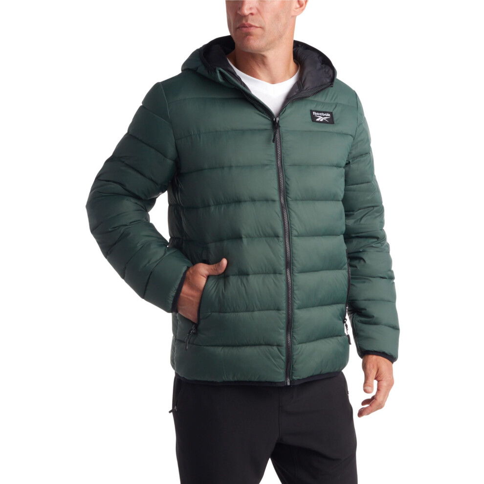 Reebok Men's Jacket - Lightweight Hooded Quilted Puffer Coat - Warm In