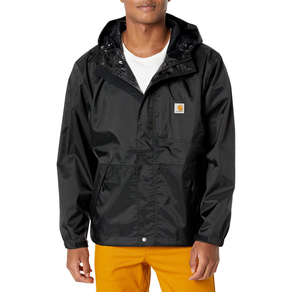 Carhartt Men's Loose Fit Midweight Rain Jacket  Black  Large