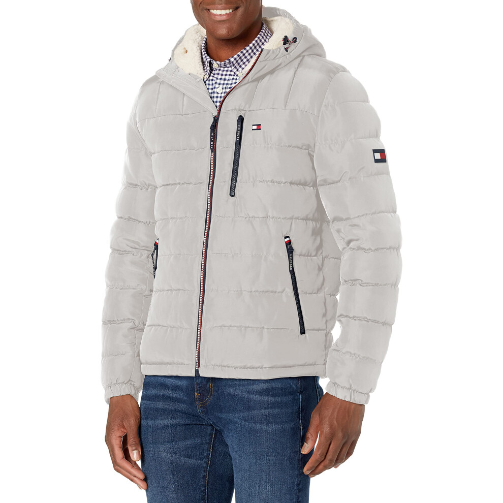 Tommy Hilfiger Men's Midweight Sherpa Lined Hooded Water Resistant Puf