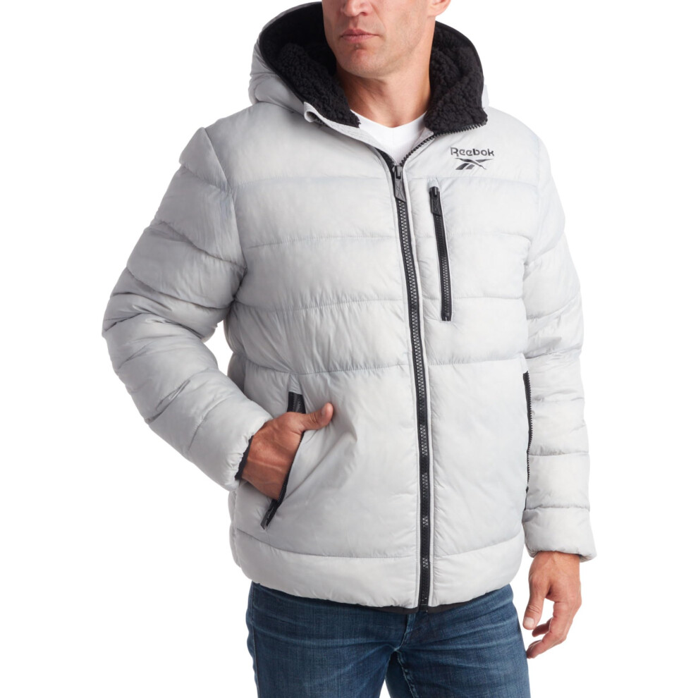 Reebok Men's Winter Jacket - Heavyweight Quilted Puffer Parka Coat - S