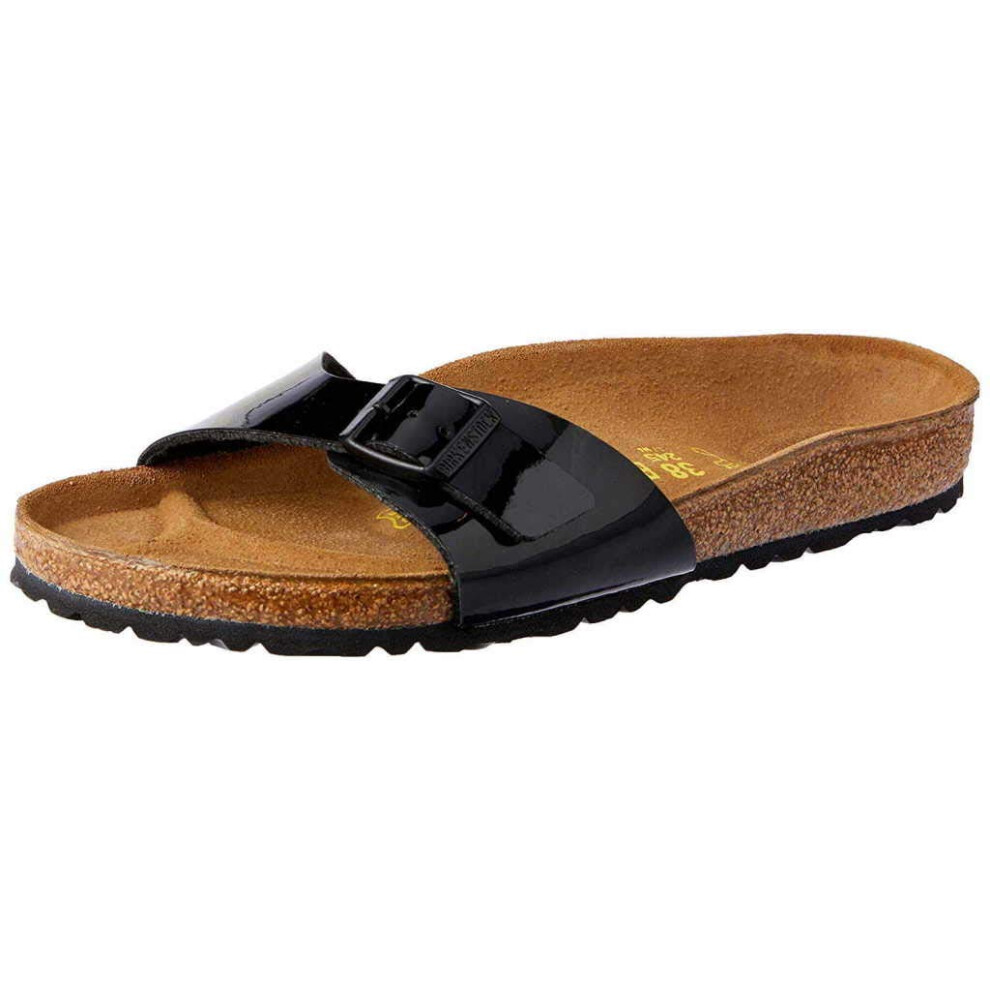 Birkenstock Womens Madrid Black Birko-Flor Patent Summer Sandals - Bla