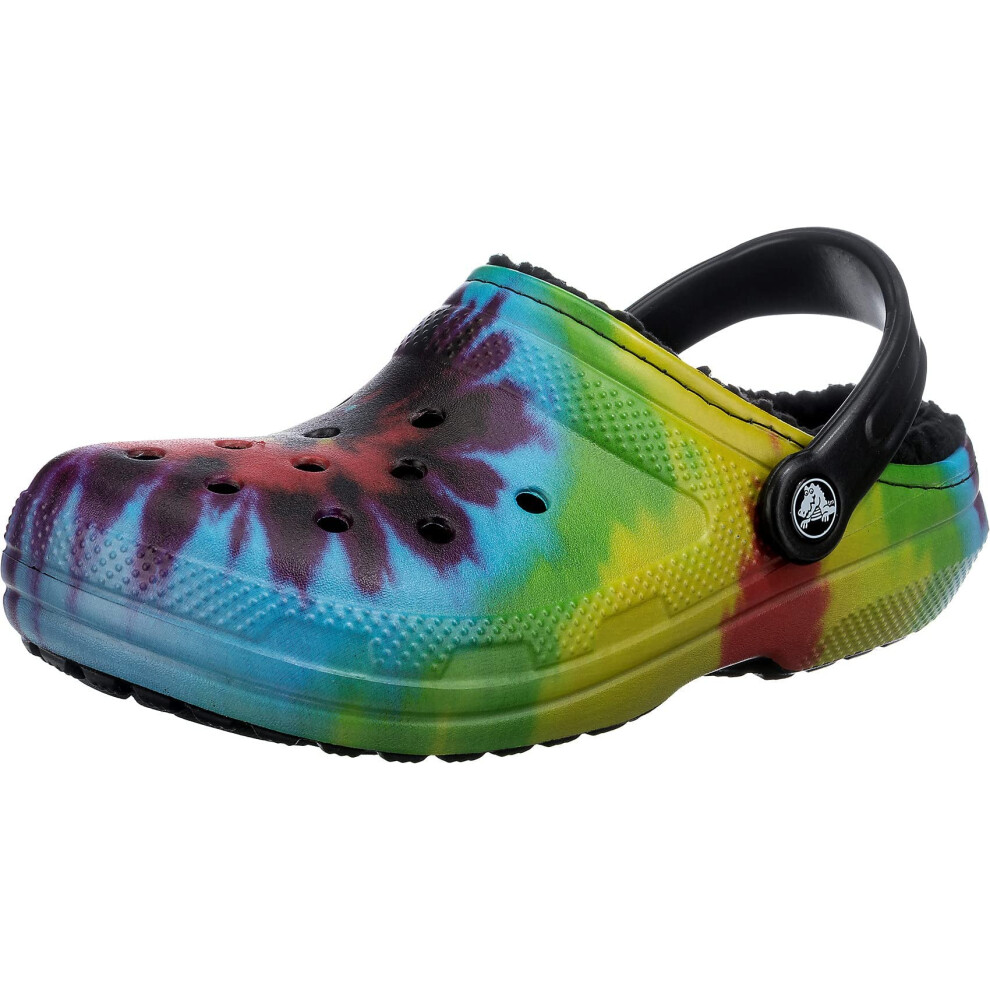 Crocs Unisex-Adult Classic Tie Dye Lined Clogs | Fuzzy Slippers  Rainb