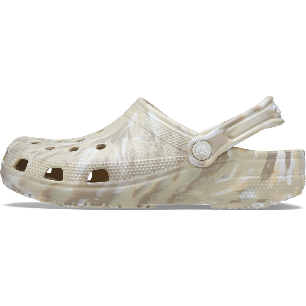 Crocs Unisex Classic Marbled Tie Dye Clog  White/Microchip  Numeric_7