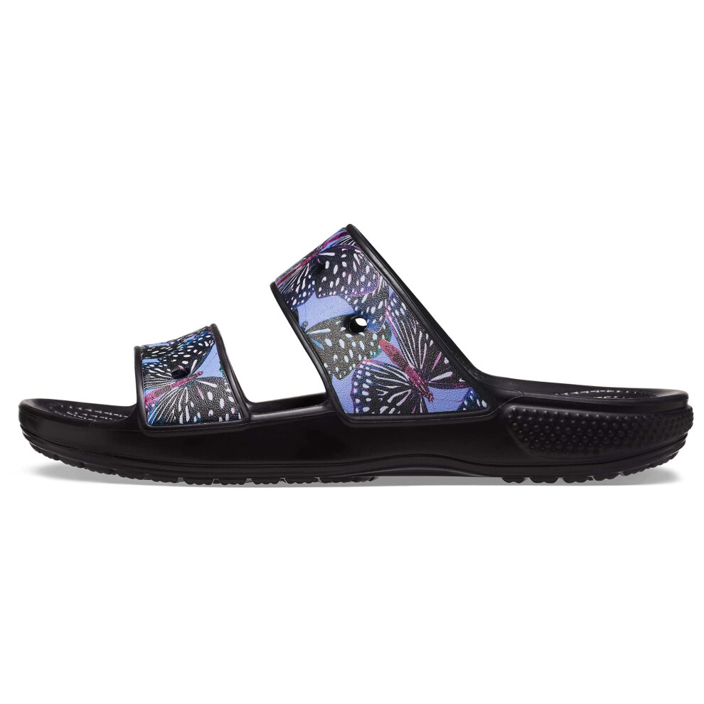 Crocs Unisex Classic Graphic Two-Strap Slide Sandals  Butterfuly Print