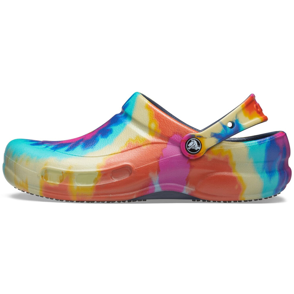 Crocs Unisex Bistro Graphic Clogs  Slip Resistant Work Shoes  Tie Dye/