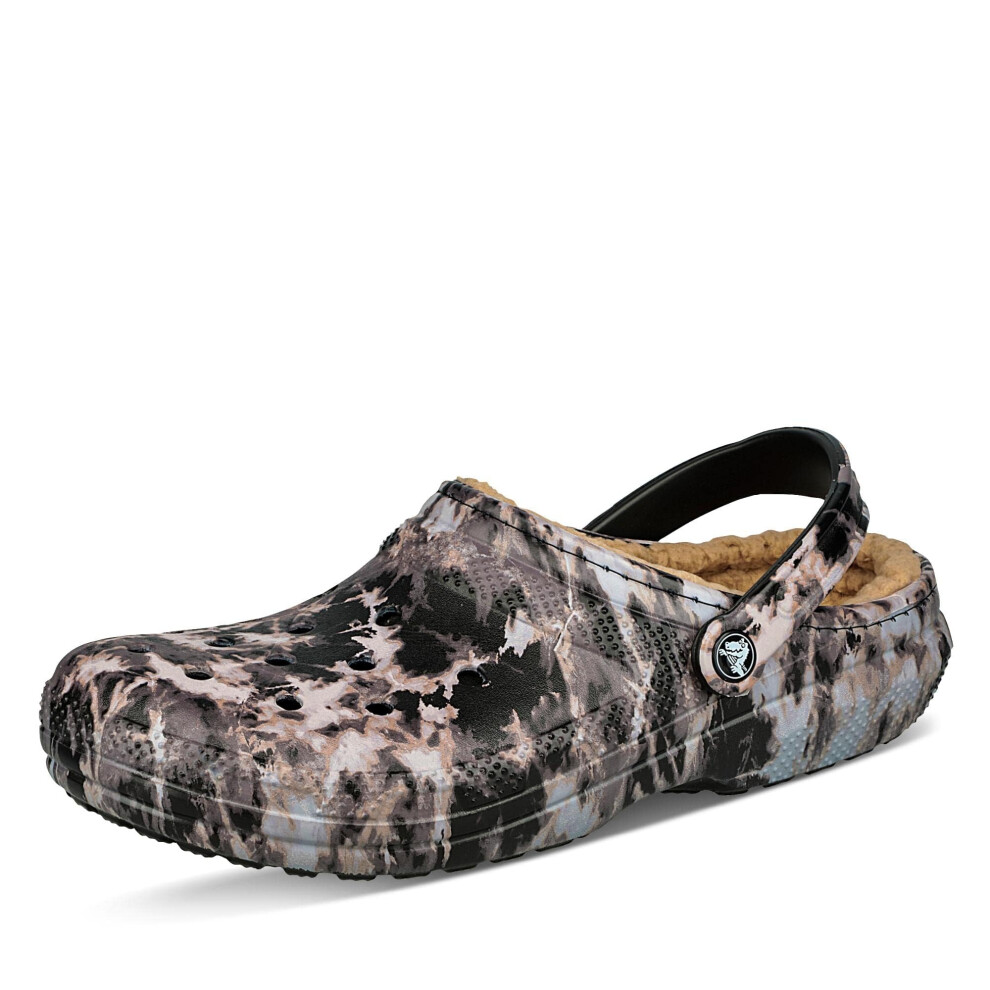 Crocs Unisex-Adult Classic Tie Dye Lined Clogs | Fuzzy Slippers  Black