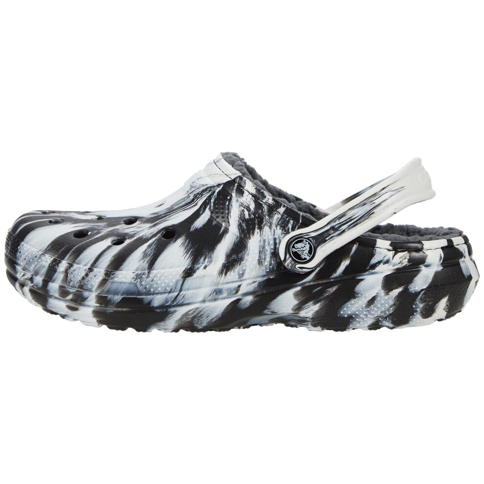 Crocs Unisex-Adult Classic Tie Dye Lined Clogs | Fuzzy Slippers  White