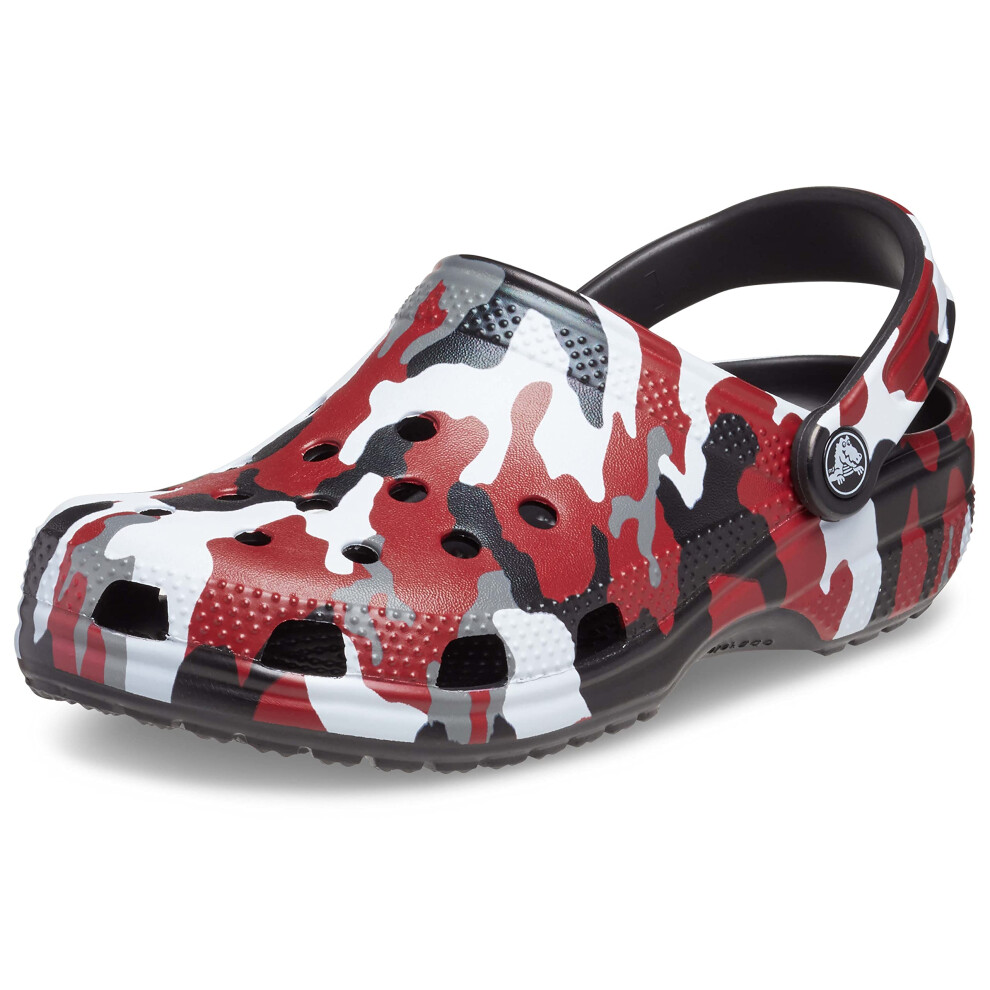 Crocs Unisex-Adult Classic Camo Clogs  Black/Red  12 Men/14 Women