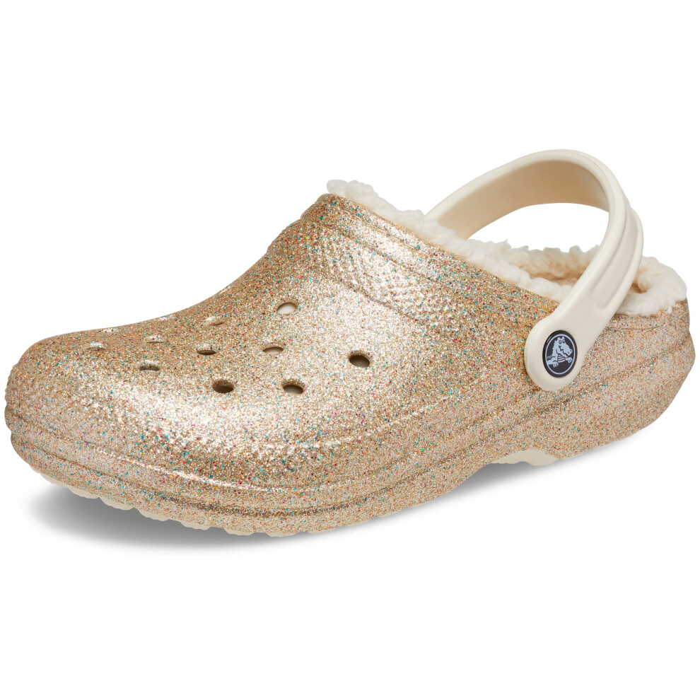 Crocs Unisex Classic Glitter Lined Clogs | Fuzzy Slippers  Multi/Gold