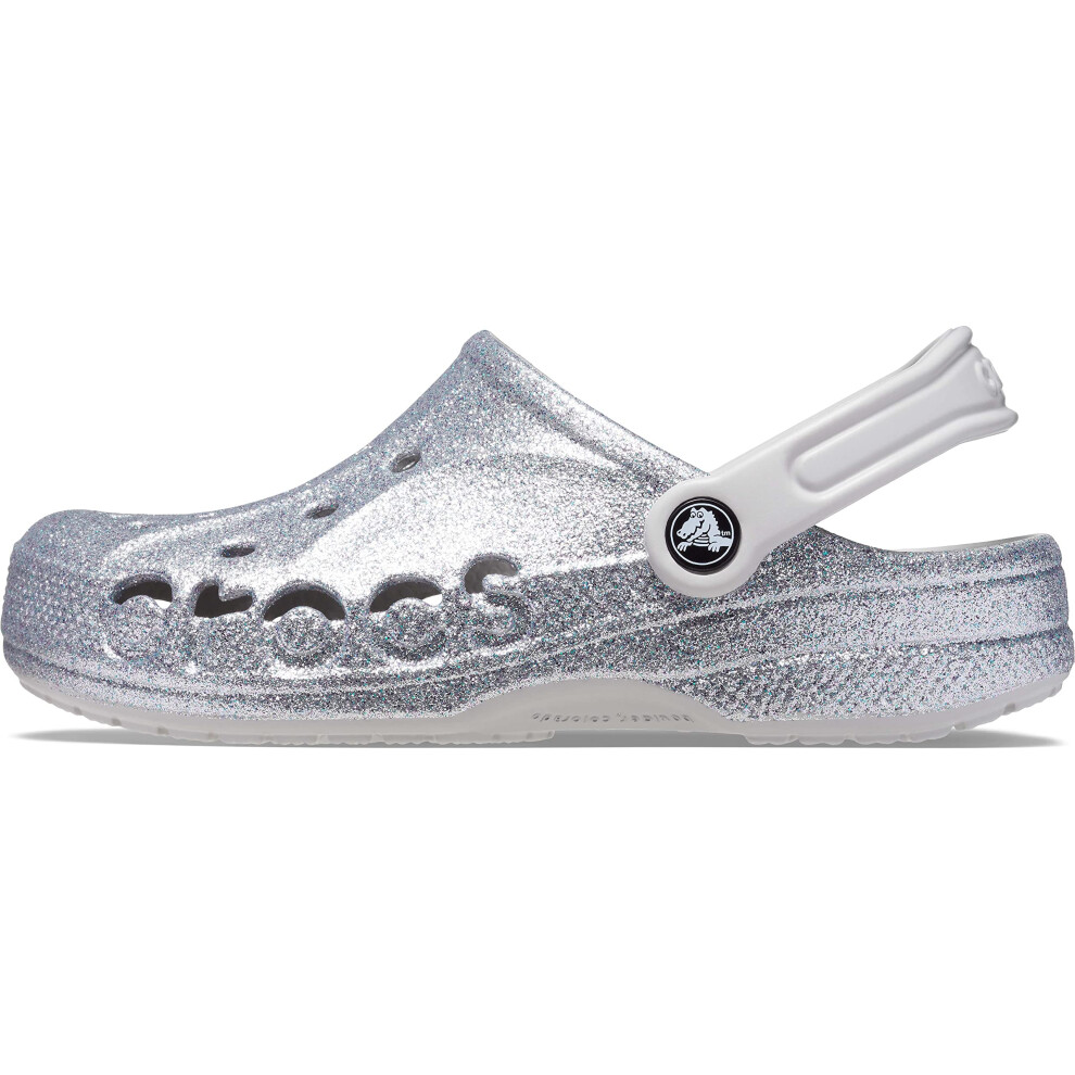 Crocs Unisex Baya Clogs  Silver Glitter  Numeric_6 US Men