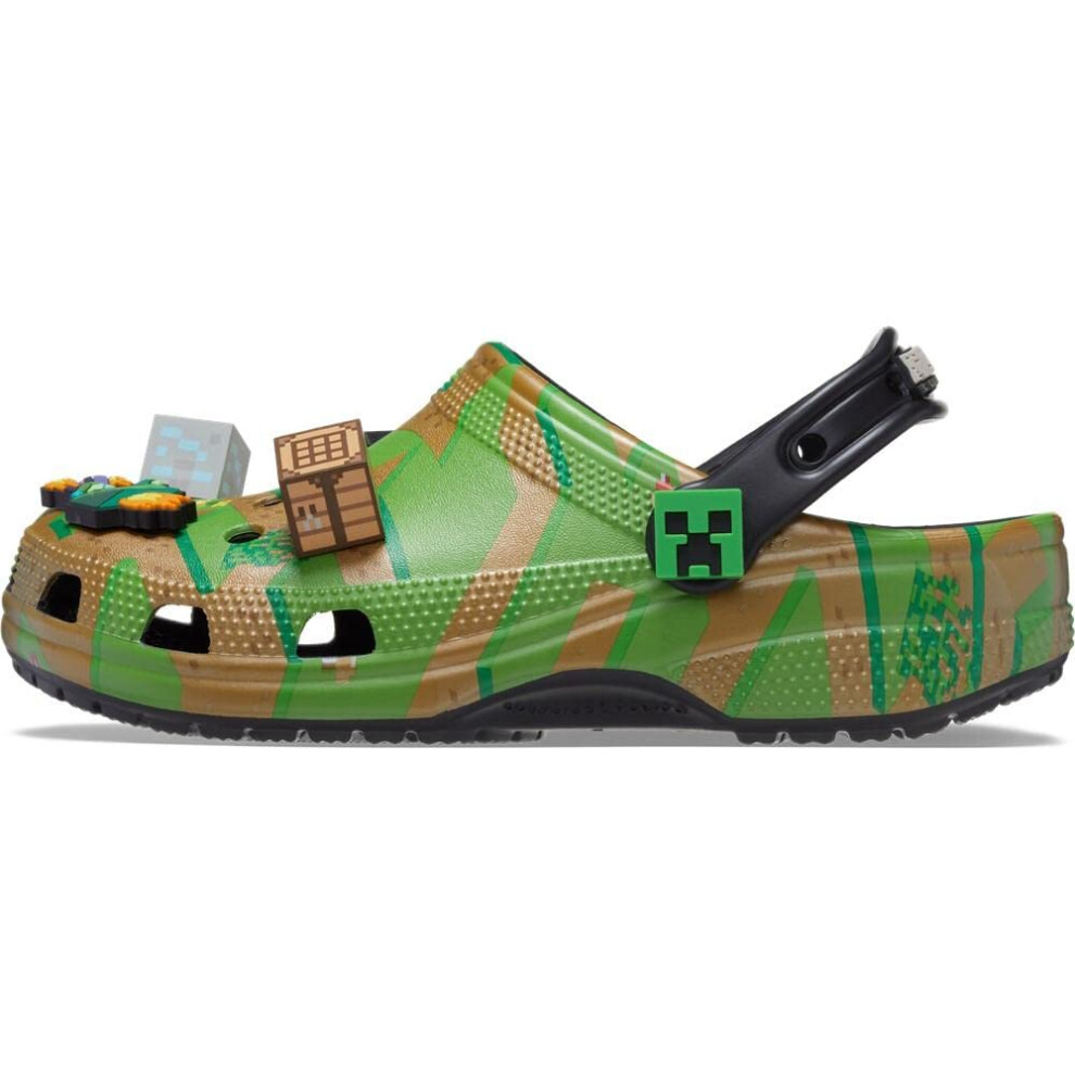 Crocs Unisex Classic Minecraft Clogs  Multi Green  Numeric_6 US Men