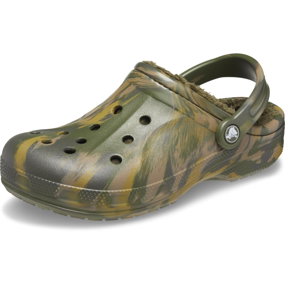 Crocs Unisex Ralen Lined Clogs | Fuzzy Slippers  Army Green/Multi  Num