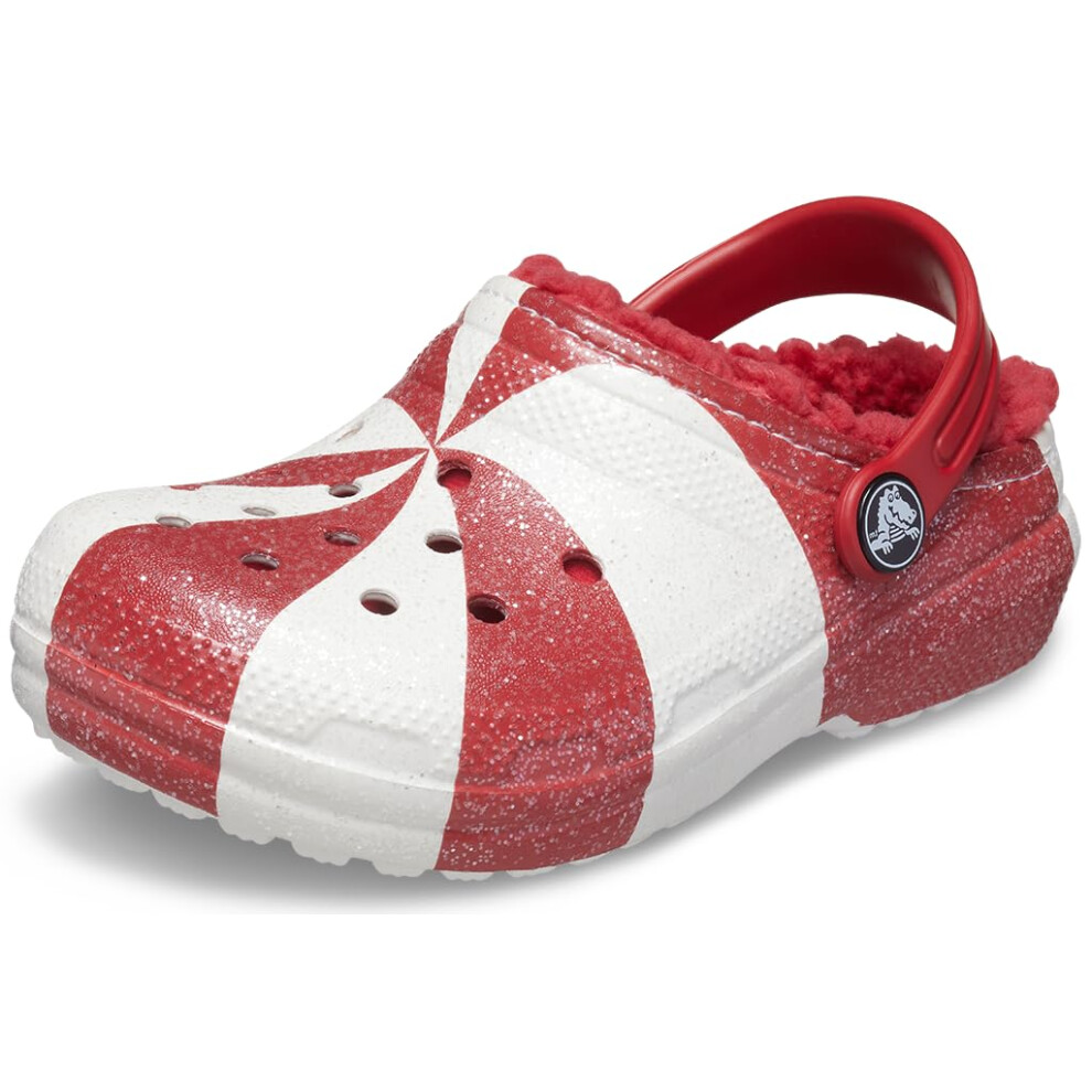 Crocs Unisex Classic Holiday Lined Clogs  Fuzzy Slippers  White/Red  N