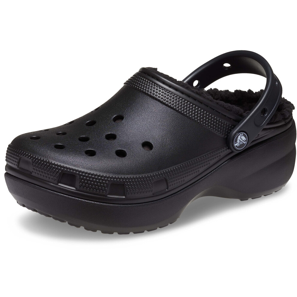 Crocs Women's Classic Platform Lined Clogs  Black  Numeric_8
