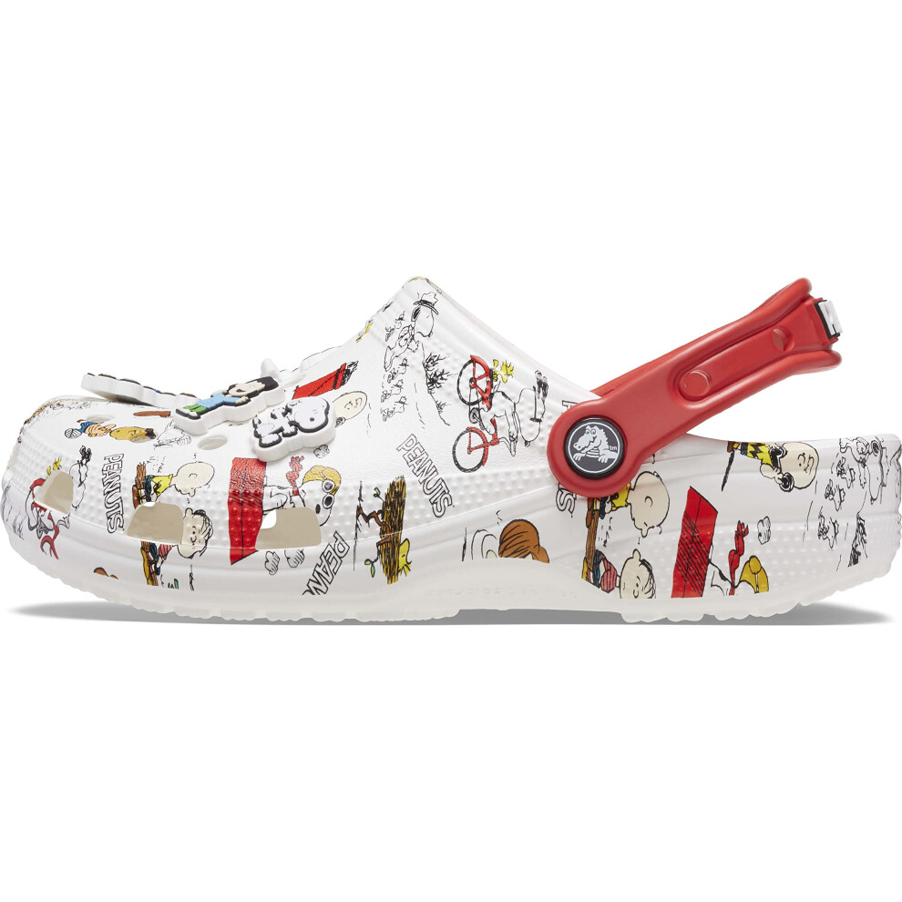 Crocs Unisex Classic Peanuts Snoopy Clogs  White/Multi  Numeric_13 US