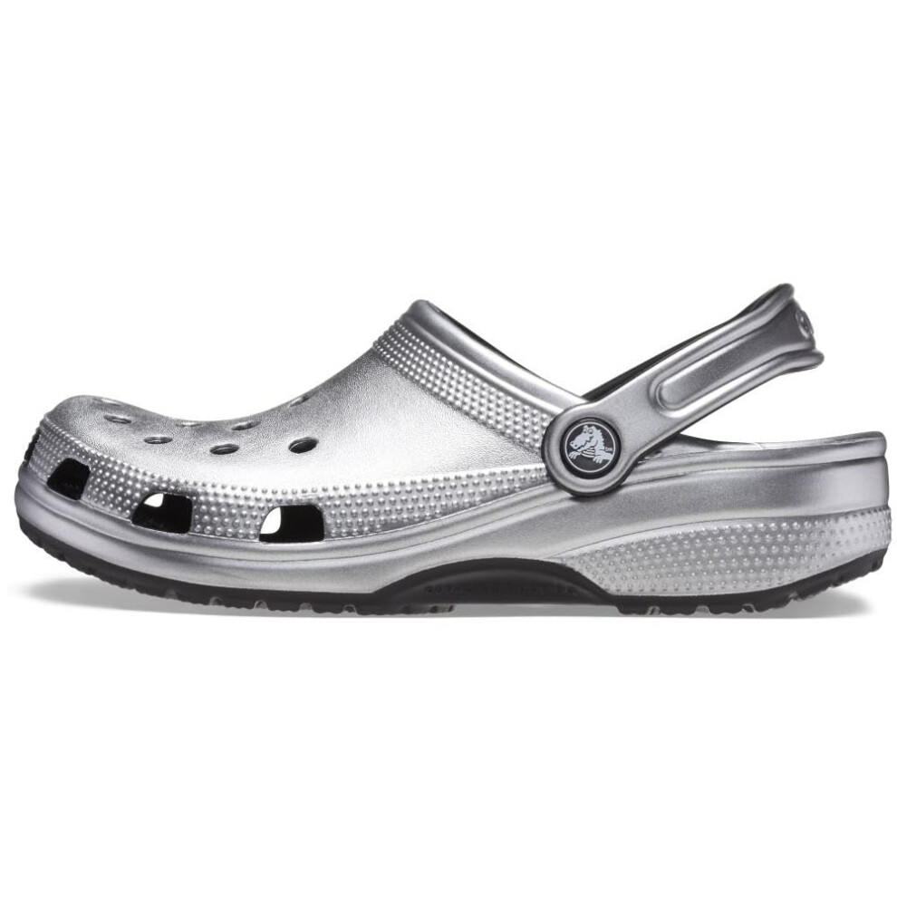 Crocs Unisex Classic Sparkly Clog  Metallic and Glitter Shoes  Silver