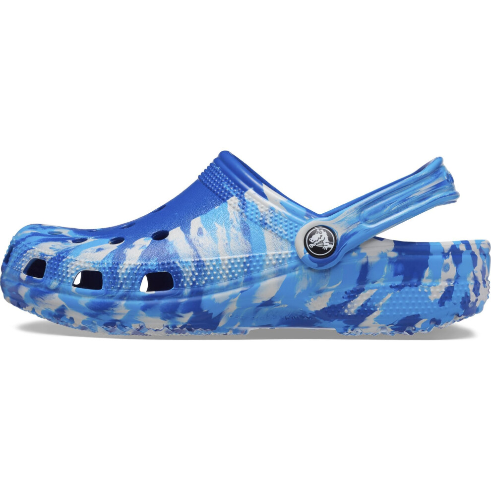 Crocs Unisex Classic Marbled Tie Dye Clog  Blue Bolt/Multi  Numeric_12