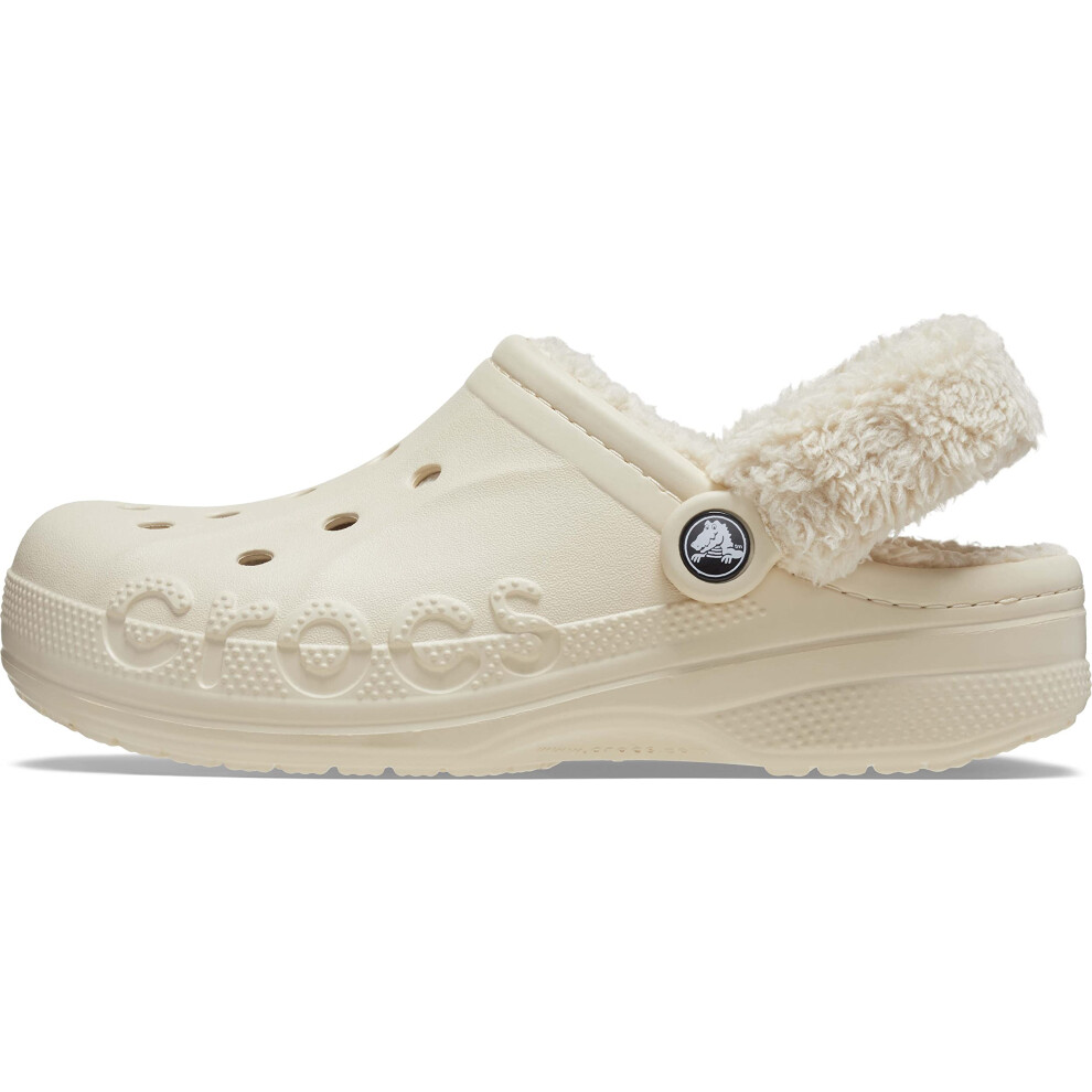 Crocs Unisex-Adult Baya Lined Fuzz Strap Clogs  Winter White  11 US Me