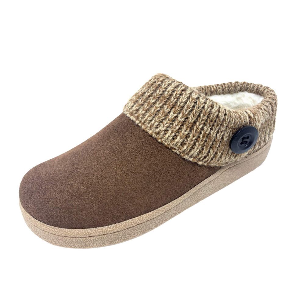 Clarks Women's Knitted Collar Clog Slipper (8 M US  LT Brown)