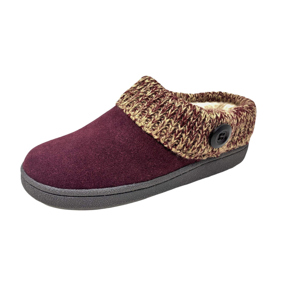 Clarks Women's Knitted Collar Clog (9 M US  Burgundy/Beige2)