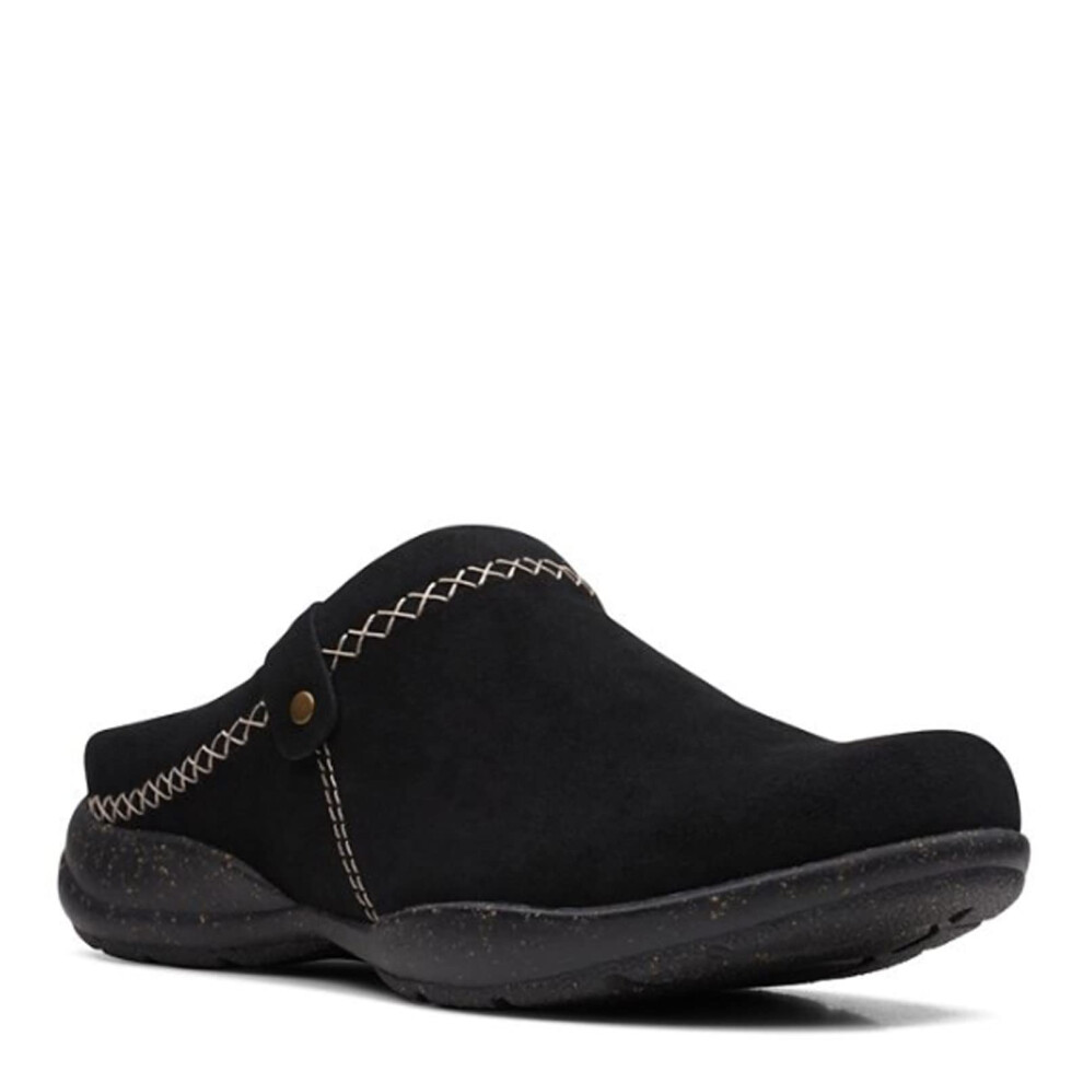 Clarks Women's Roseville Echo Clog  Black Suede  7