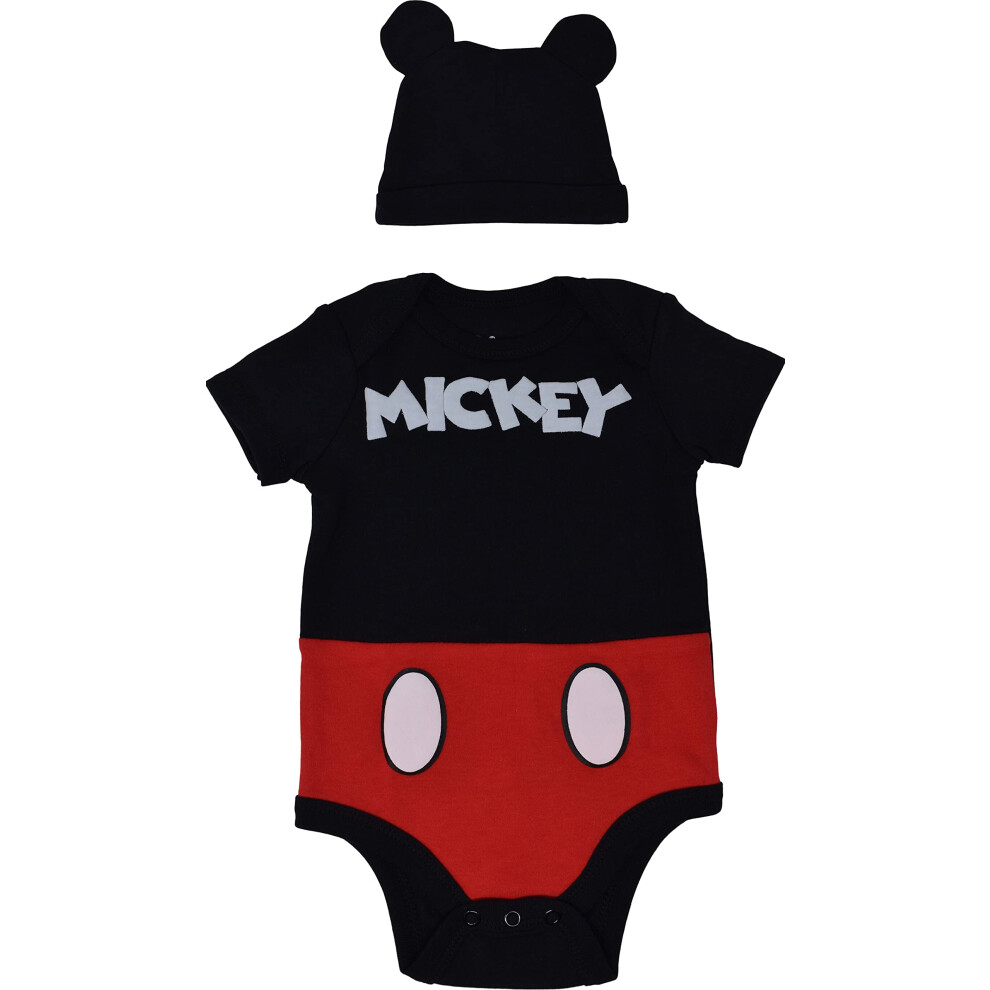 Disney Mickey Mouse Newborn Baby Boys Cosplay Bodysuit and Hat Set Mic