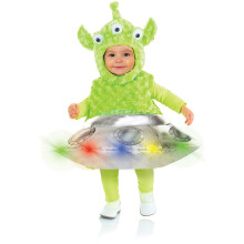 Disfraz de OVNI extraterrestre iluminado de peluche para beb   s peque   os, talla grande 2-4T
