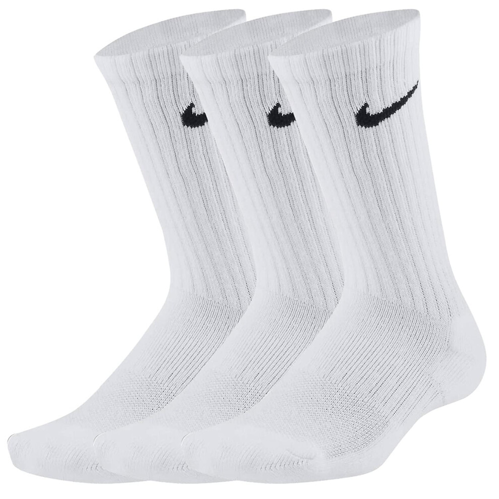 NIKE Boys' Performance Cushion Crew Socks with Band (6 Pair)  White/Bl