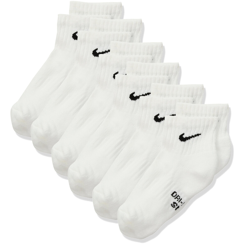 NIKE Kids' Unisex Everyday Cushioned Ankle Socks (6 Pairs)  White/Blac