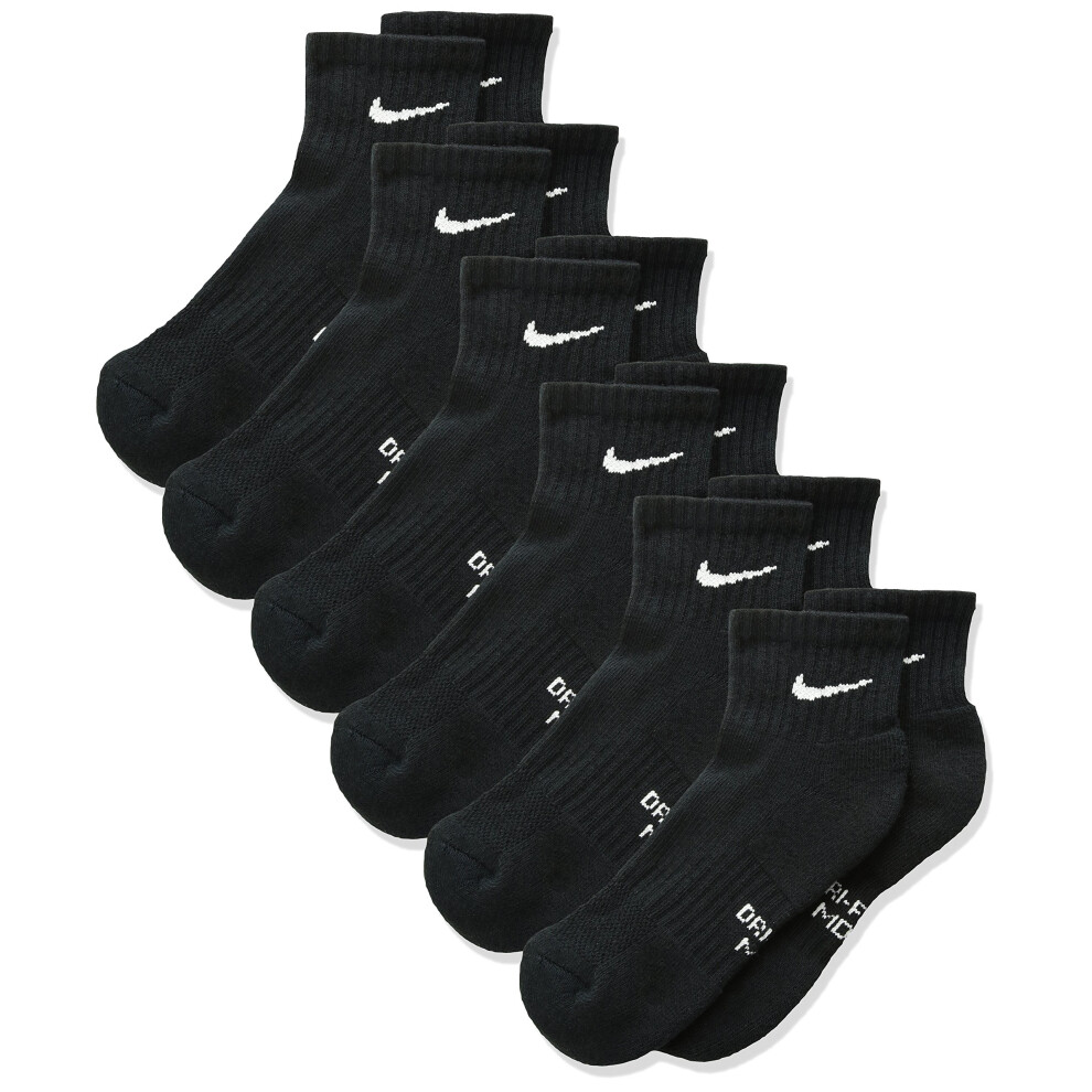 NIKE Kids' Unisex Everyday Cushioned Ankle Socks (6 Pairs)  Black/Whit