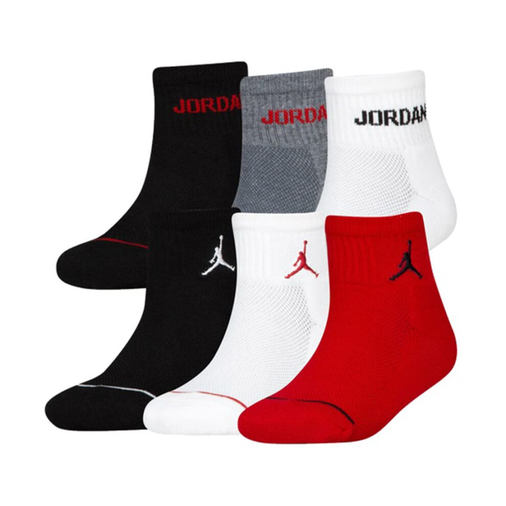 Jordan Boys 6-Pk. Ankle Cushioned Socks  Gym Red/Black  9-11