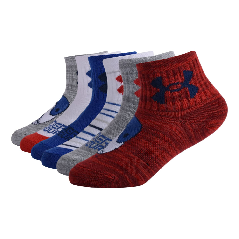 Under Armour Boys Multi Pack Quarter Sock  Red  4-6 US