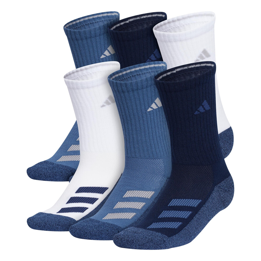 adidas Kids-Boy's/Girl's Cushioned Angle Stripe Crew Socks (6-Pair)  W