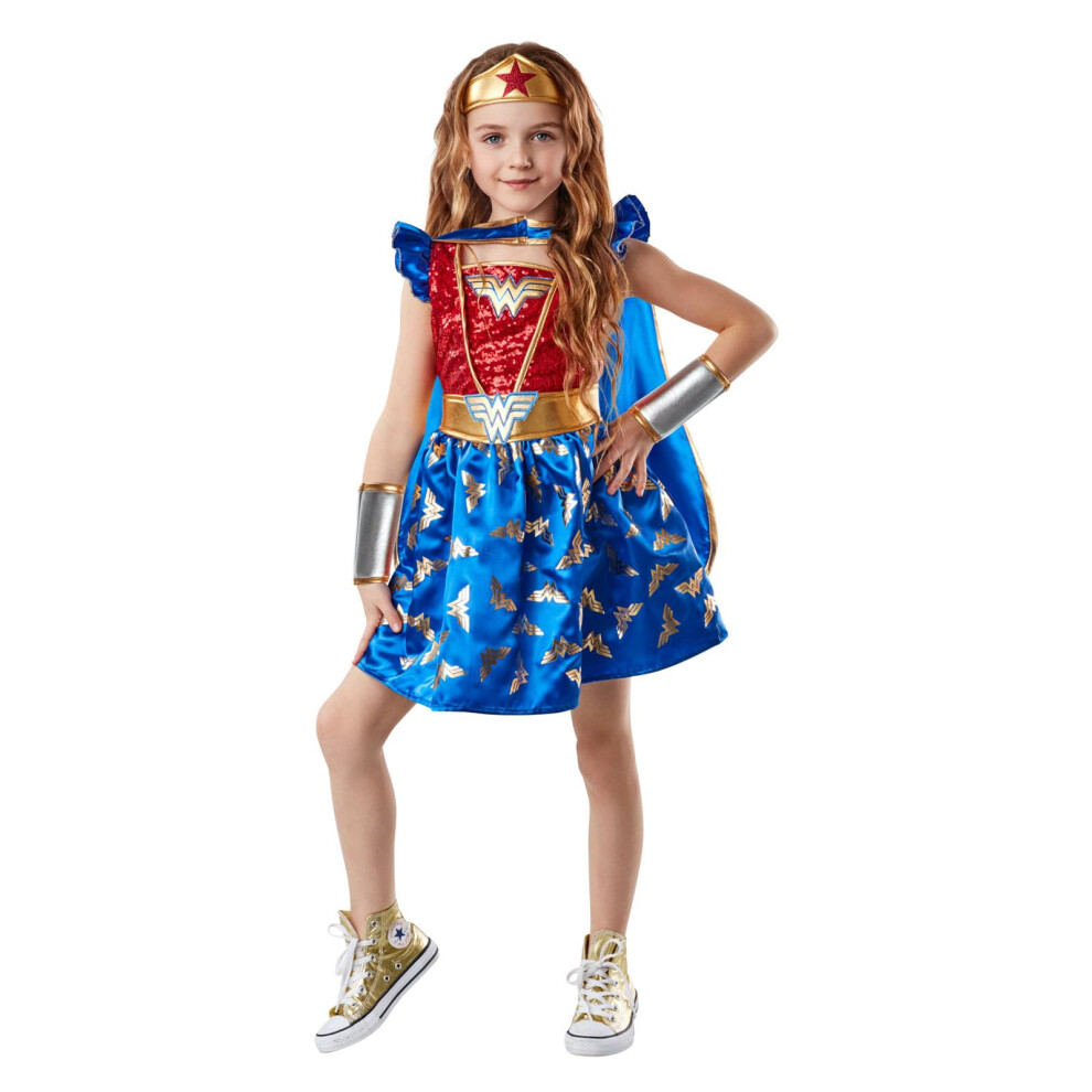 Rubie's Girl's DC Comics Wonder Woman Costume Dress with Cape and Tiar