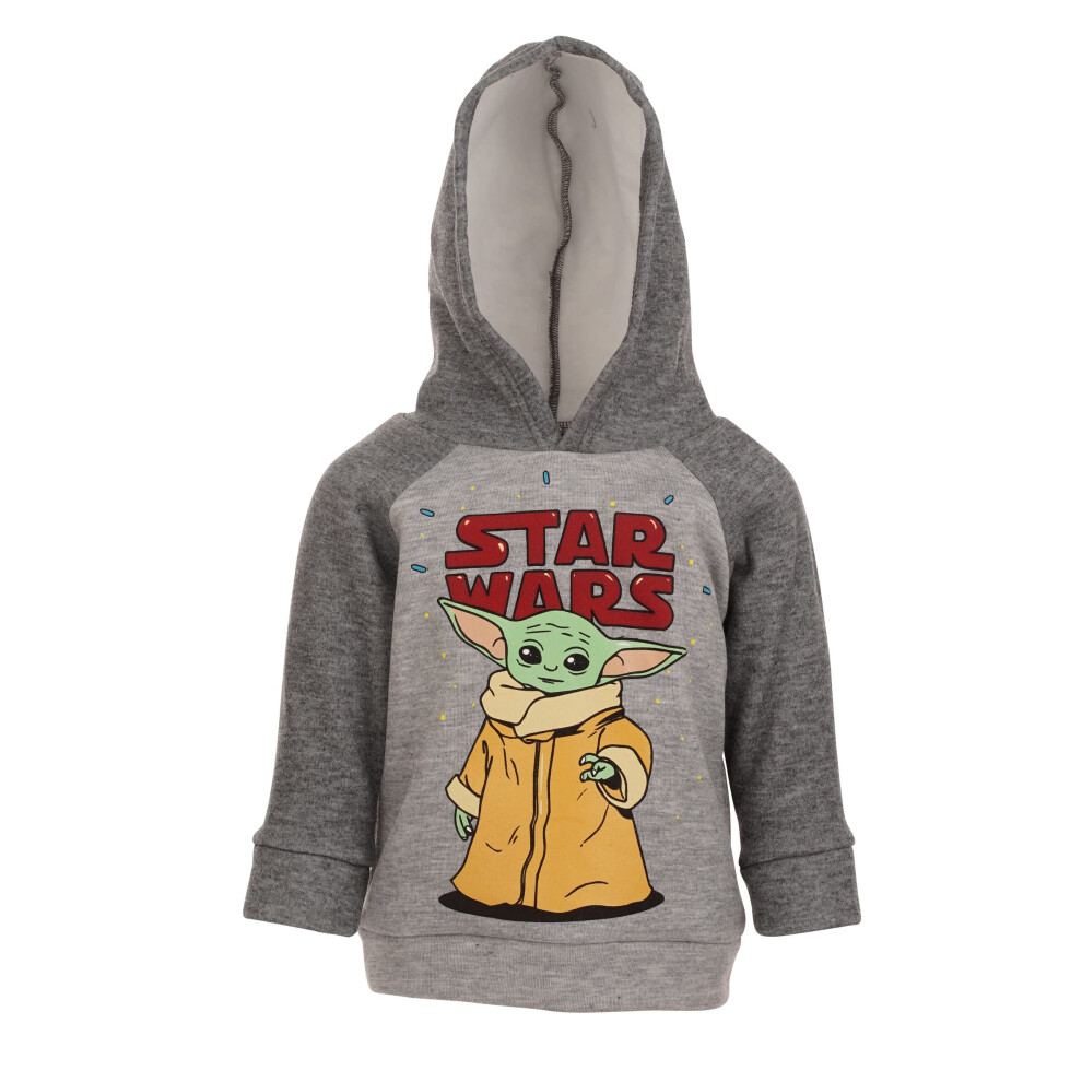 STAR WARS The Mandalorian Grogu Little Boys Fleece Pullover Hoodie Gra