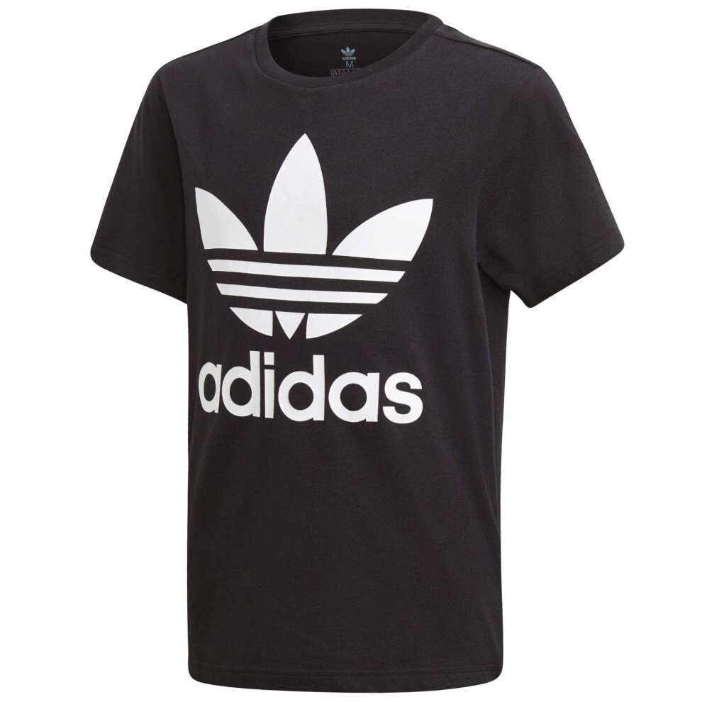 adidas Originals Kids' Big Boys' Trefoil Tee  Black/White  Large