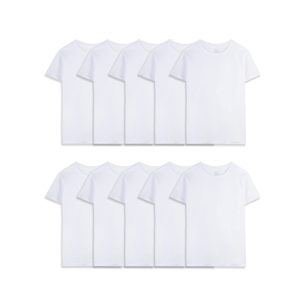 Fruit of the Loom Big Cotton T Shirt  Boys-10 Pack-White  Medium